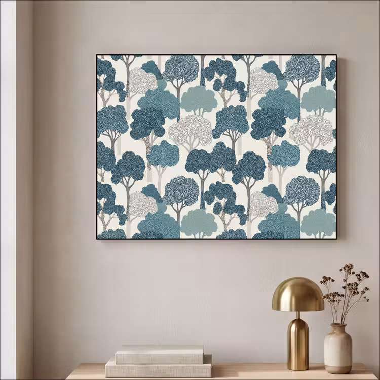 Art Frame - Modern - Bomen - Bos - Patroon - Blauw — 3
