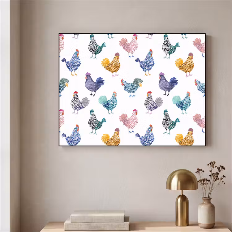 Art Frame - Kippen -Aquarel - Kleurrijk — 3