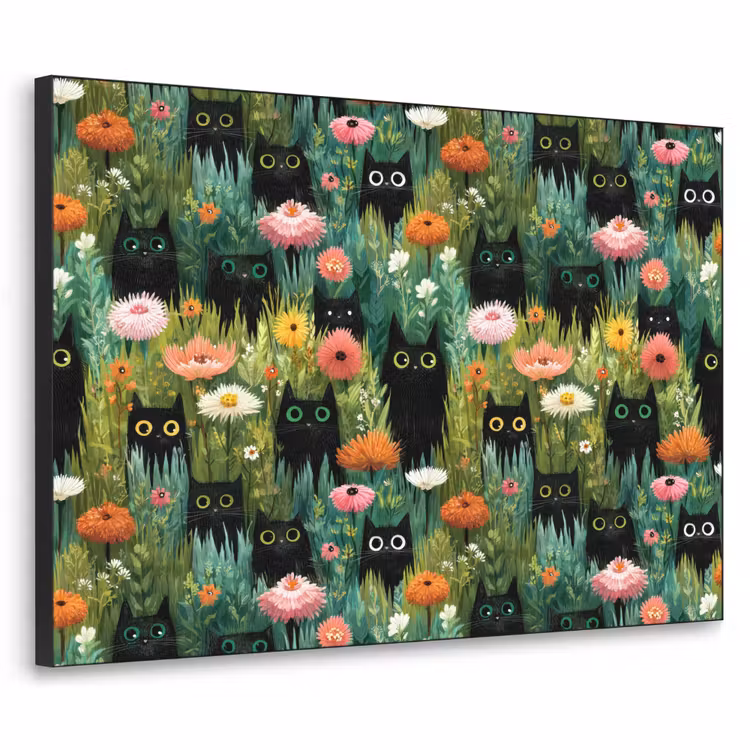 Art Frame - Katten - Bloemen - Kleurrijk — 1