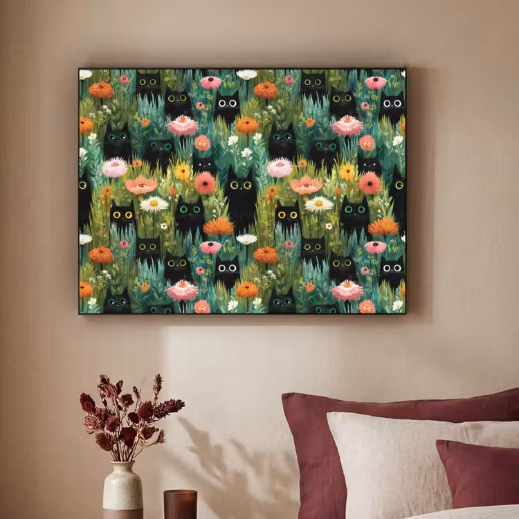 Art Frame - Katten - Bloemen - Kleurrijk — 2