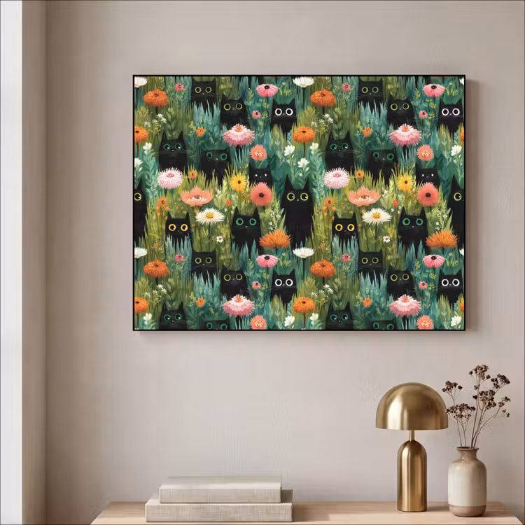 Art Frame - Katten - Bloemen - Kleurrijk — 3