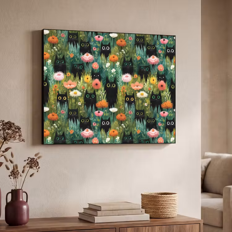 Art Frame - Katten - Bloemen - Kleurrijk — 4