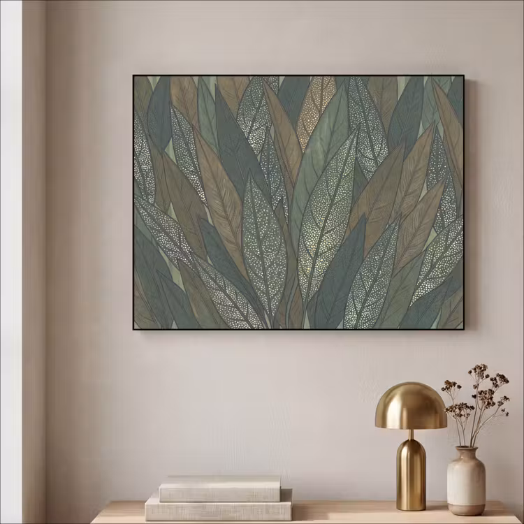 Art Frame - Bladeren - Patroon - Gestippeld - Natuur - Groen — 3
