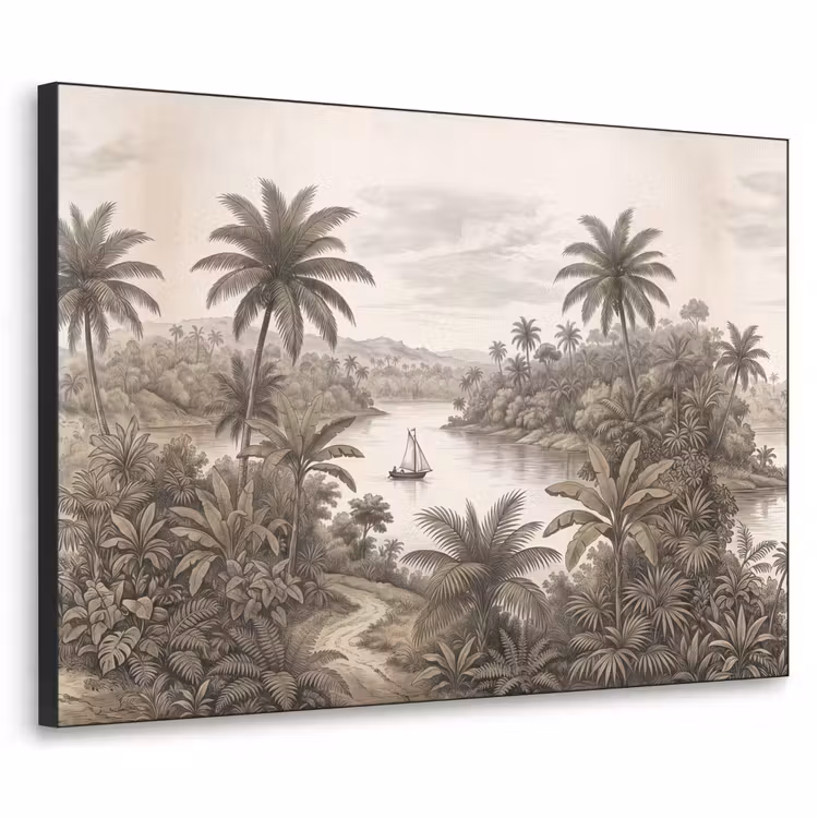 Art Frame - Landschap - Rivier - Boot - Tropisch - Vintage — 1