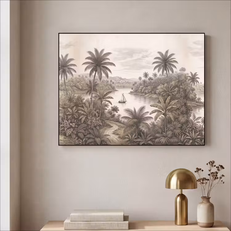 Art Frame - Landschap - Rivier - Boot - Tropisch - Vintage — 3