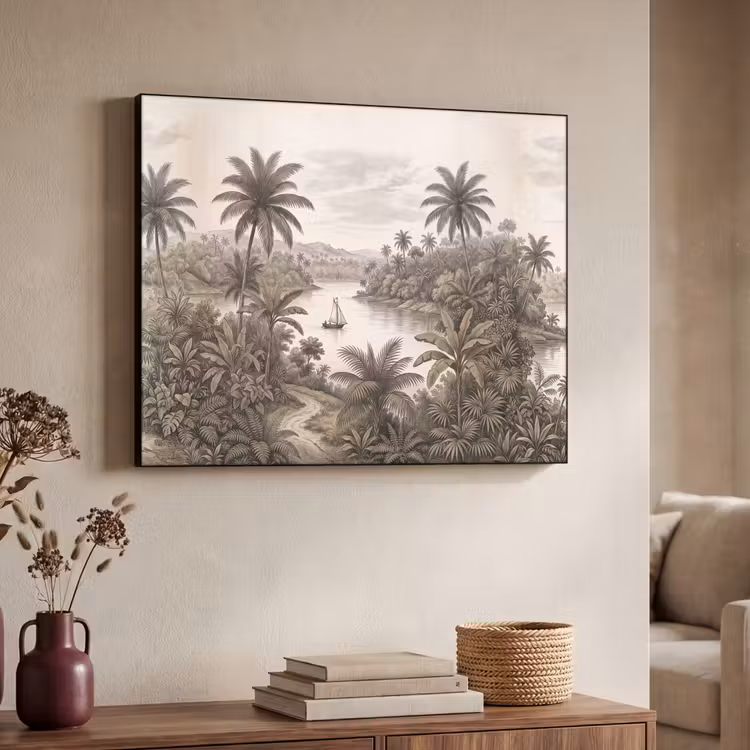 Art Frame - Landschap - Rivier - Boot - Tropisch - Vintage — 4