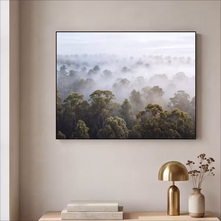 Art Frame - Natuur - Mist - Bos - Ochtend - Goud — 3