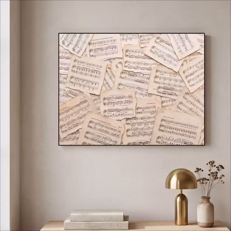 Art Frame - Bladmuziek - Oud - Noten - Vintage - Beige — 3