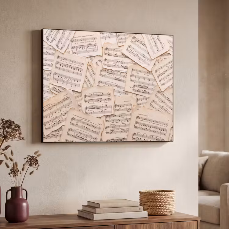 Art Frame - Bladmuziek - Oud - Noten - Vintage - Beige — 4