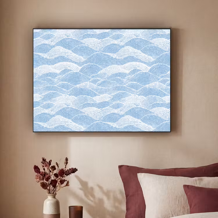 Art Frame - Blauw - Wit - Golven - Getekend — 2