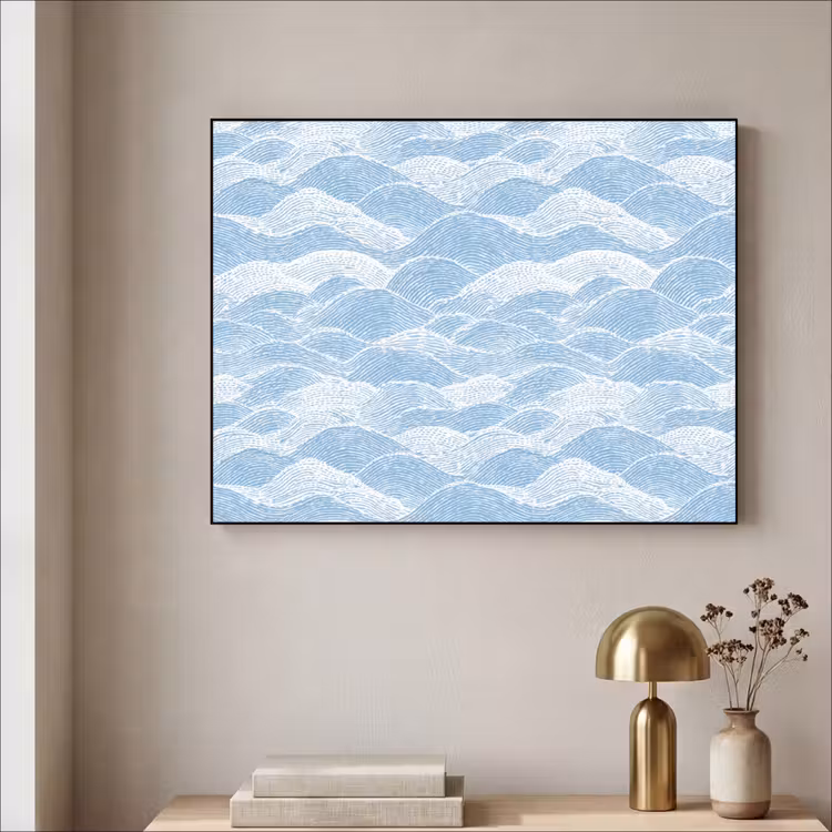 Art Frame - Blauw - Wit - Golven - Getekend — 3