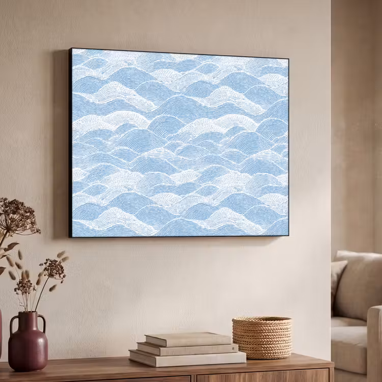 Art Frame - Blauw - Wit - Golven - Getekend — 4