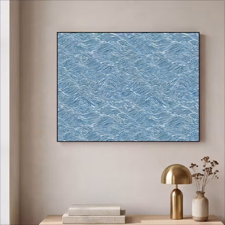 Art Frame - Blauw - Wit - Golven - Getekend - Textuur — 3