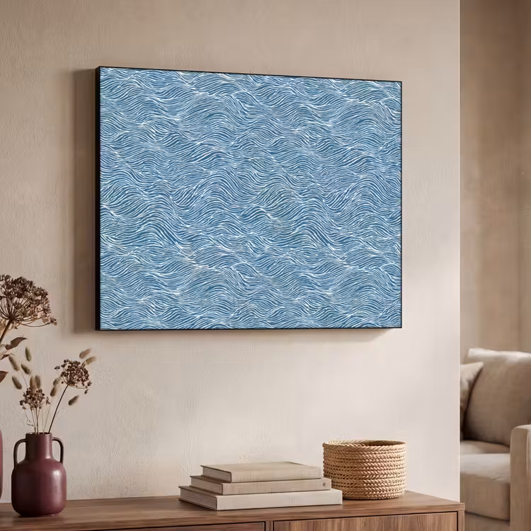 Art Frame - Blauw - Wit - Golven - Getekend - Textuur — 4