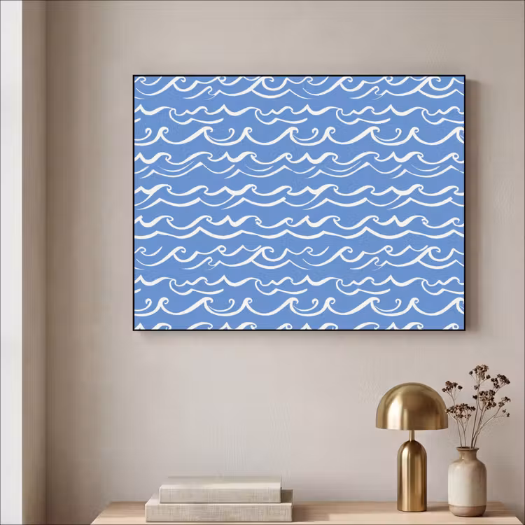 Art Frame - Blauw - Wit - Simpel - Getekend - Golven — 3
