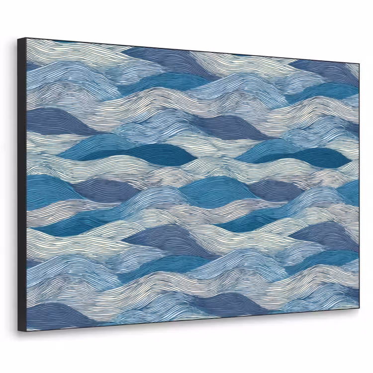 Art Frame - Getekend - Blauw - Wit - Golvend - Streepjes — 1