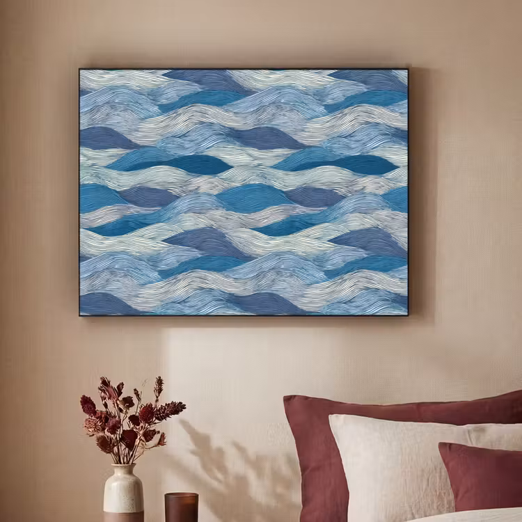 Art Frame - Getekend - Blauw - Wit - Golvend - Streepjes — 2