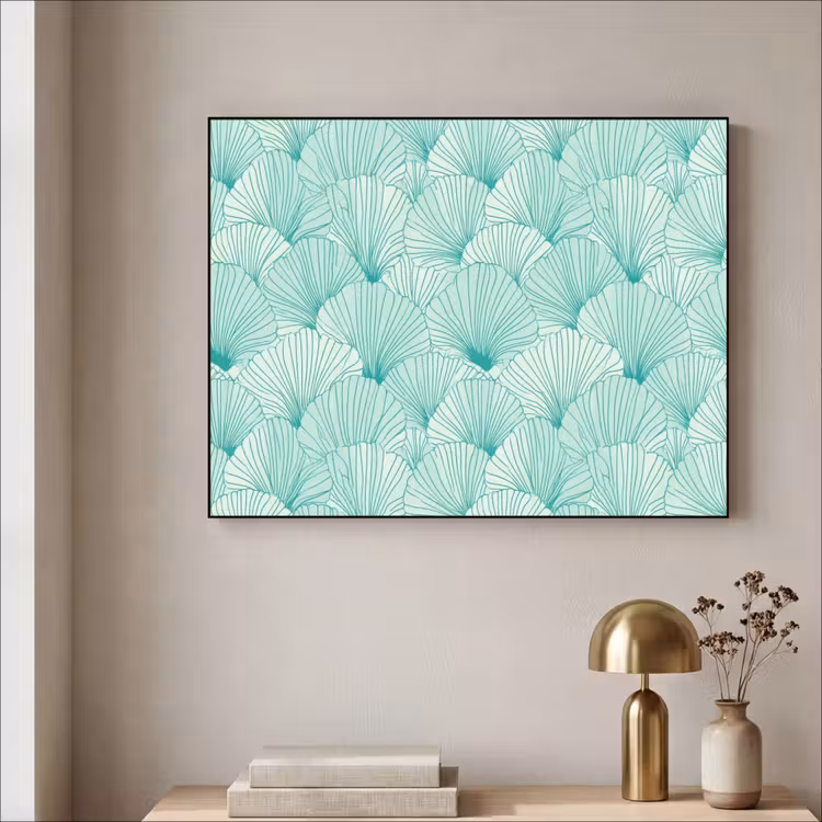 Art Frame - Groen - Wit - Ginko - Getekend - Textuur — 3