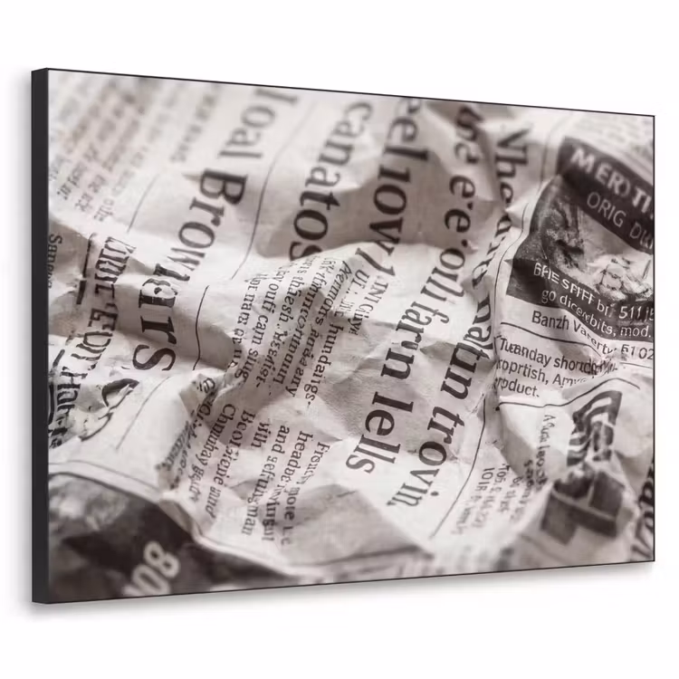 Art Frame - Krant - Gekreukeld - Textuur - Vintage - Zwart-wit — 1
