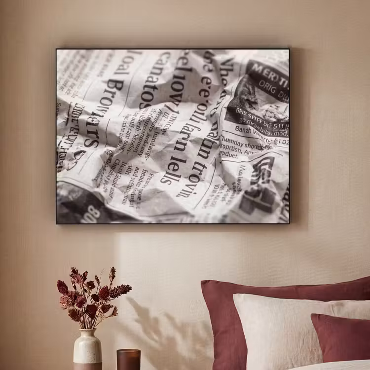 Art Frame - Krant - Gekreukeld - Textuur - Vintage - Zwart-wit — 2
