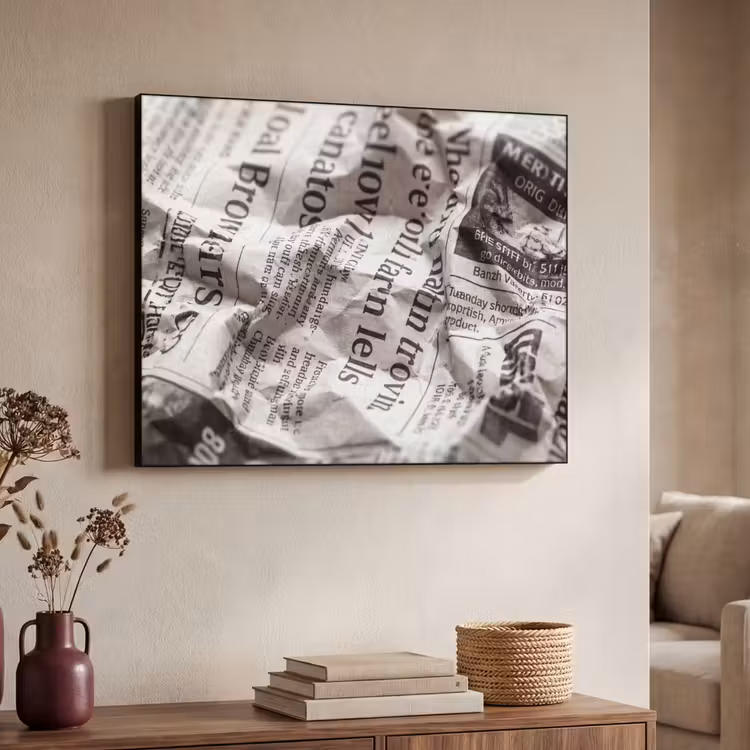 Art Frame - Krant - Gekreukeld - Textuur - Vintage - Zwart-wit — 4