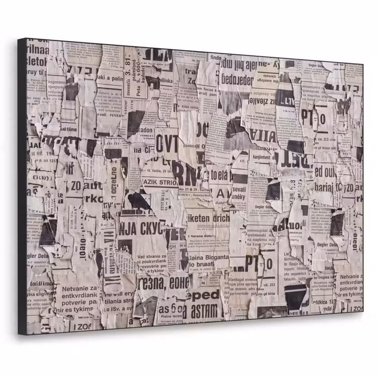 Art Frame - Krant - Gescheurd - Textuur - Abstract - Zwart-wit — 1