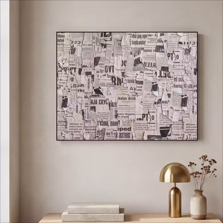 Art Frame - Krant - Gescheurd - Textuur - Abstract - Zwart-wit — 3