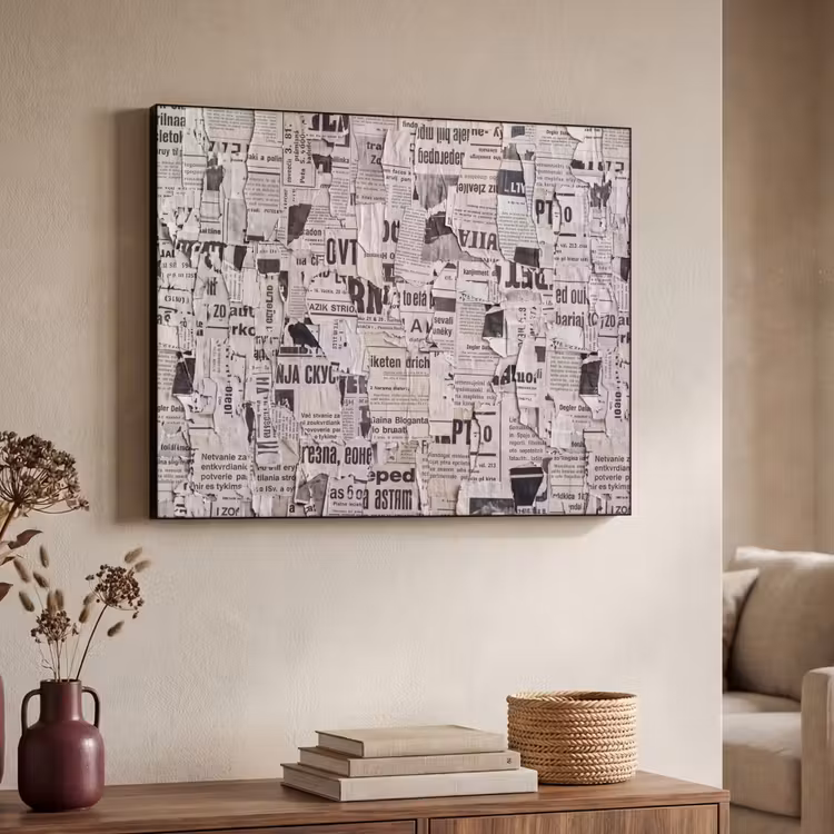 Art Frame - Krant - Gescheurd - Textuur - Abstract - Zwart-wit — 4