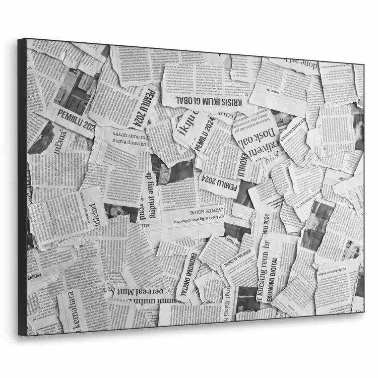 Art Frame - Krant - Versnipperd - Textuur - Zwart-wit - Abstract — 1