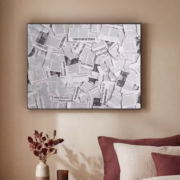 Art Frame - Krant - Versnipperd - Textuur - Zwart-wit - Abstract — 2