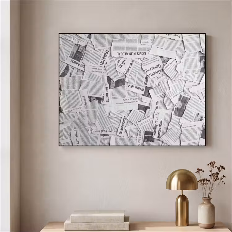 Art Frame - Krant - Versnipperd - Textuur - Zwart-wit - Abstract — 3