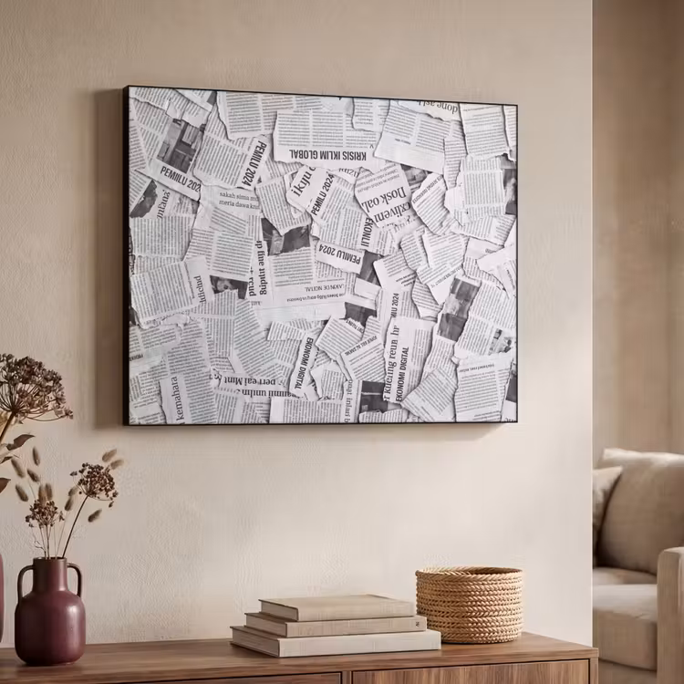 Art Frame - Krant - Versnipperd - Textuur - Zwart-wit - Abstract — 4