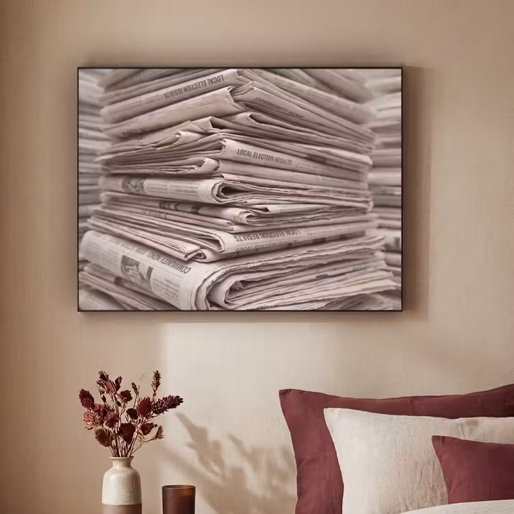Art Frame - Kranten - Stapel - Nieuws - Vintage - Beige — 2