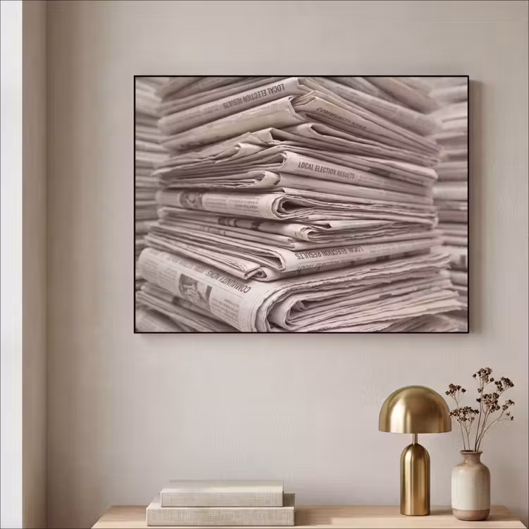 Art Frame - Kranten - Stapel - Nieuws - Vintage - Beige — 3