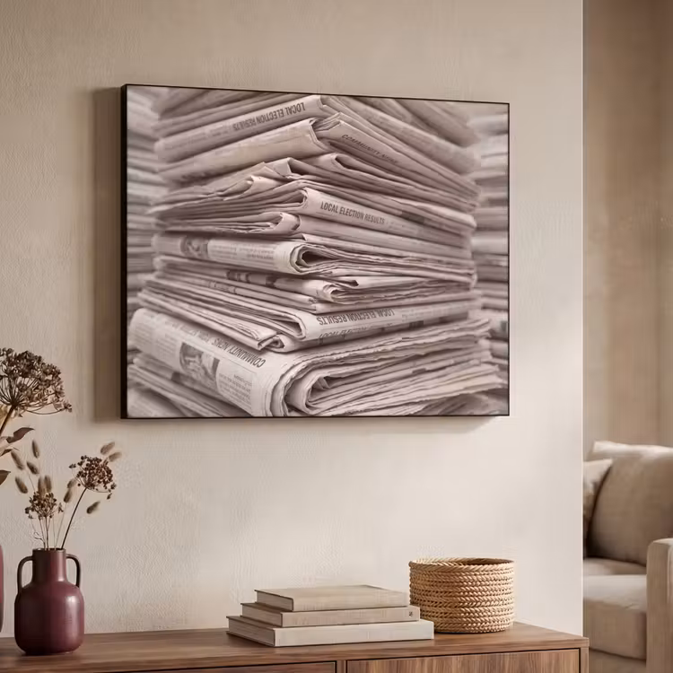 Art Frame - Kranten - Stapel - Nieuws - Vintage - Beige — 4