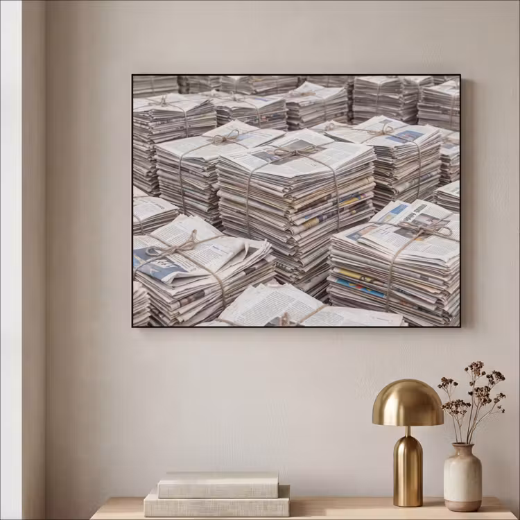 Art Frame - Kranten - Stapels - Touw - Informatie - Vintage — 3