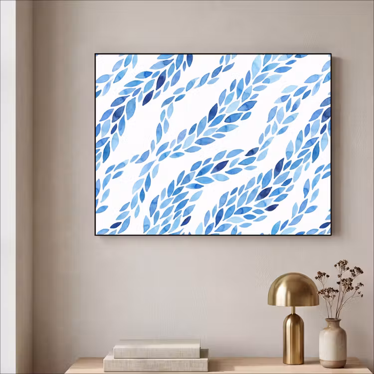 Art Frame - Bladeren - Aquarel - Patroon - Modern - Blauw — 3