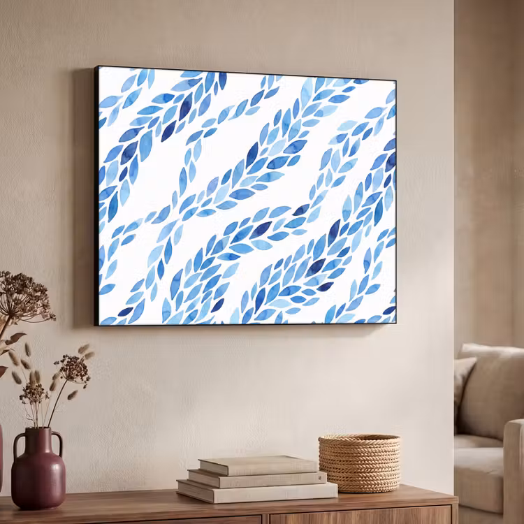 Art Frame - Bladeren - Aquarel - Patroon - Modern - Blauw — 4
