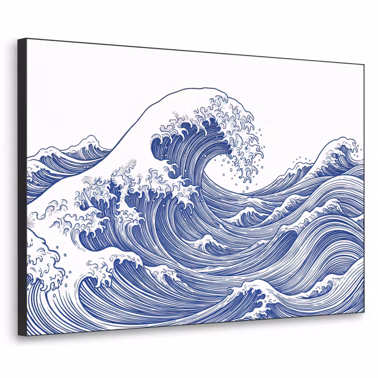 Art Frame - Golf - Japans - Zee - Illustratie - Blauw — 1