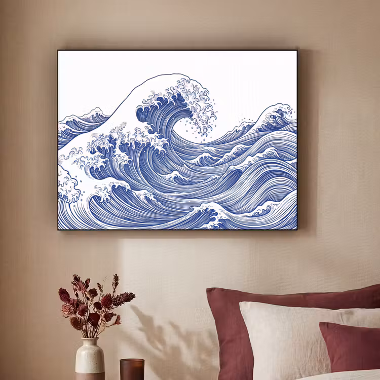 Art Frame - Golf - Japans - Zee - Illustratie - Blauw — 2