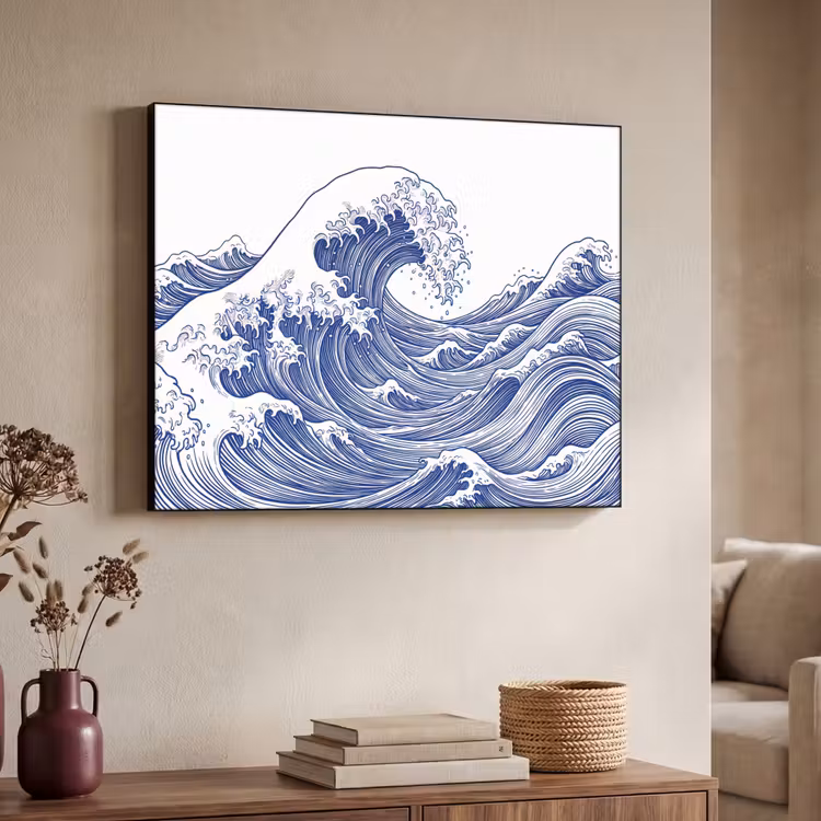 Art Frame - Golf - Japans - Zee - Illustratie - Blauw — 4