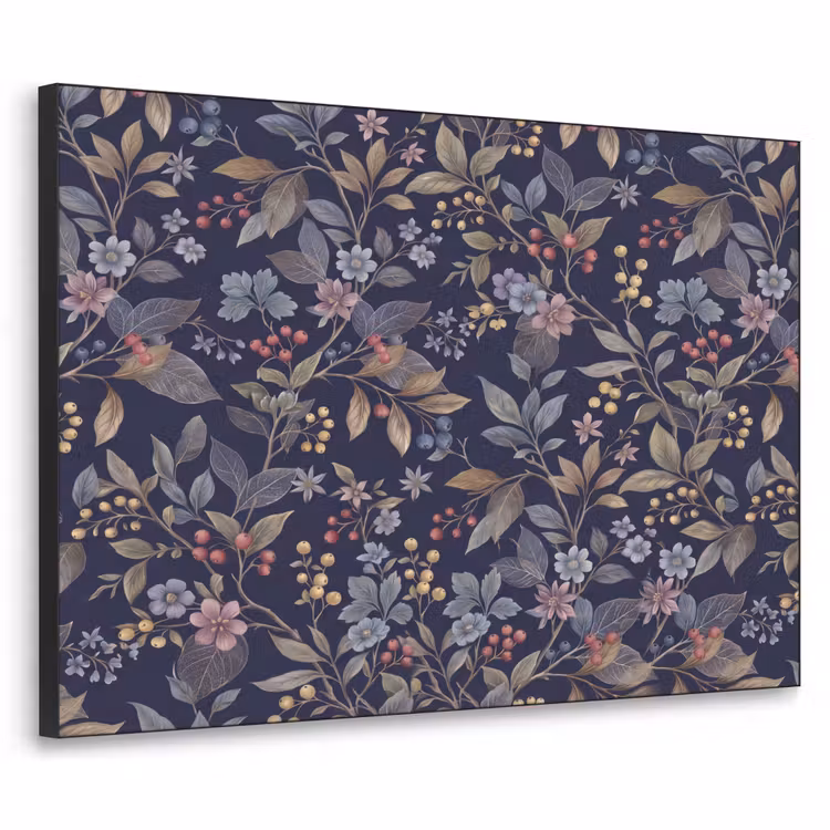 Art Frame - Bloemen - Bladeren - Patroon - Botanisch - Donkerblauw — 1