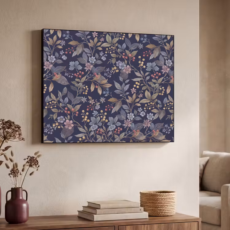 Art Frame - Bloemen - Bladeren - Patroon - Botanisch - Donkerblauw — 4