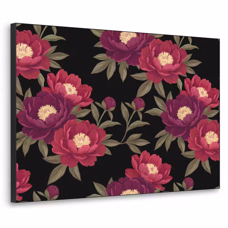 Art Frame - Bloemen - Patroon - Botanisch - Rood - Zwart — 1
