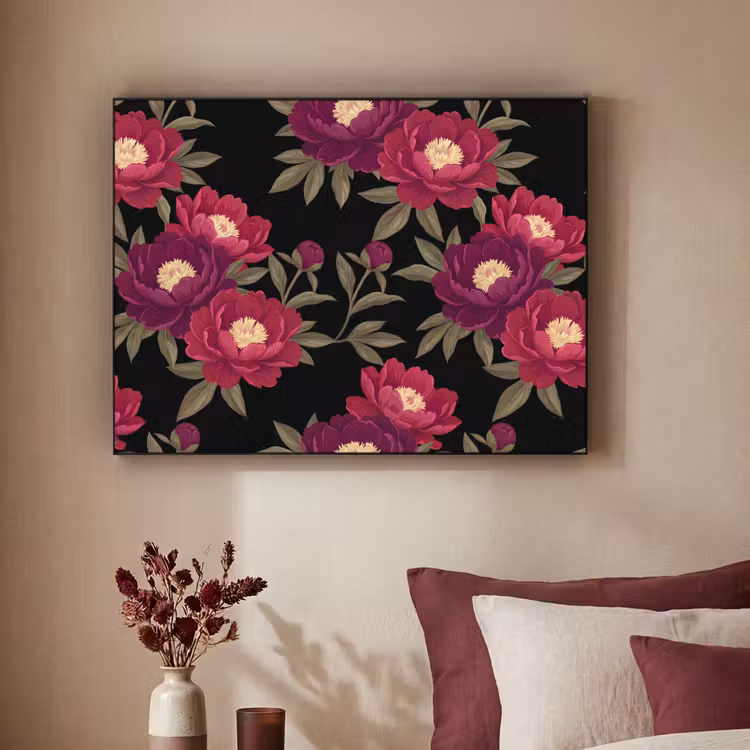 Art Frame - Bloemen - Patroon - Botanisch - Rood - Zwart — 2