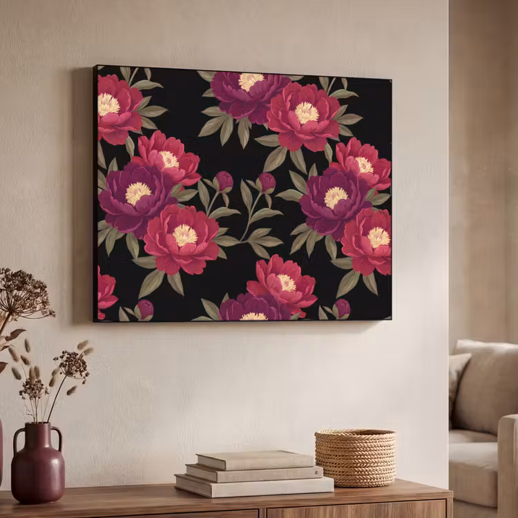 Art Frame - Bloemen - Patroon - Botanisch - Rood - Zwart — 4