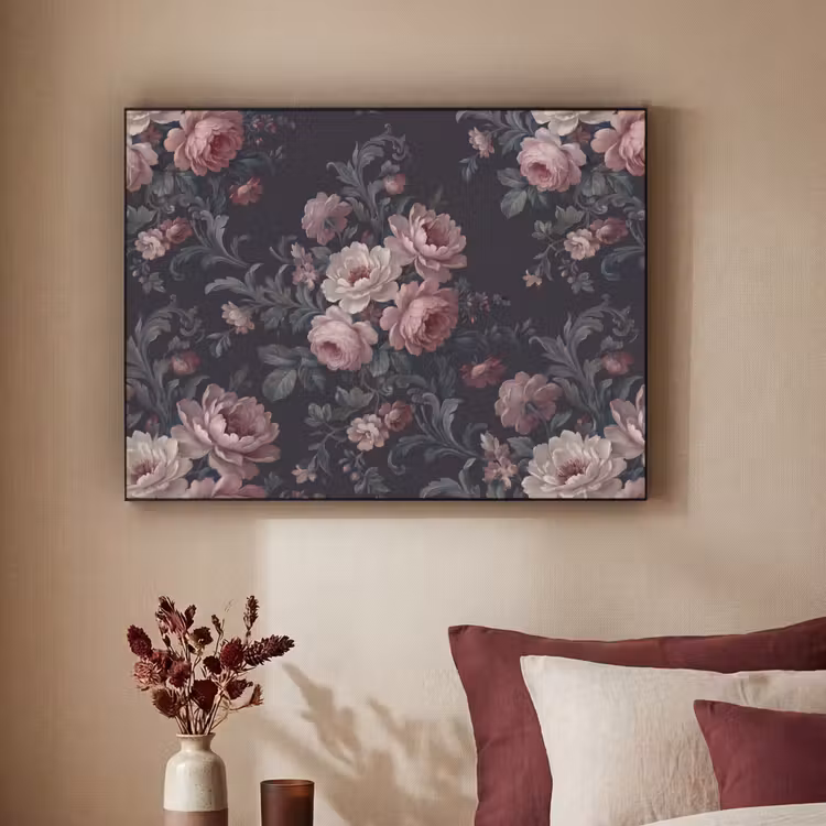 Art Frame - Bloemen - Patroon - Sierlijk - Roze - Donker — 2