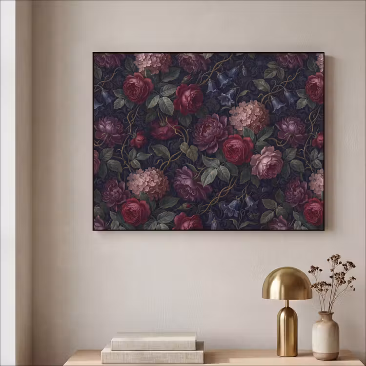 Art Frame - Bloemen - Rood - Klassiek - Donker - Patroon — 3