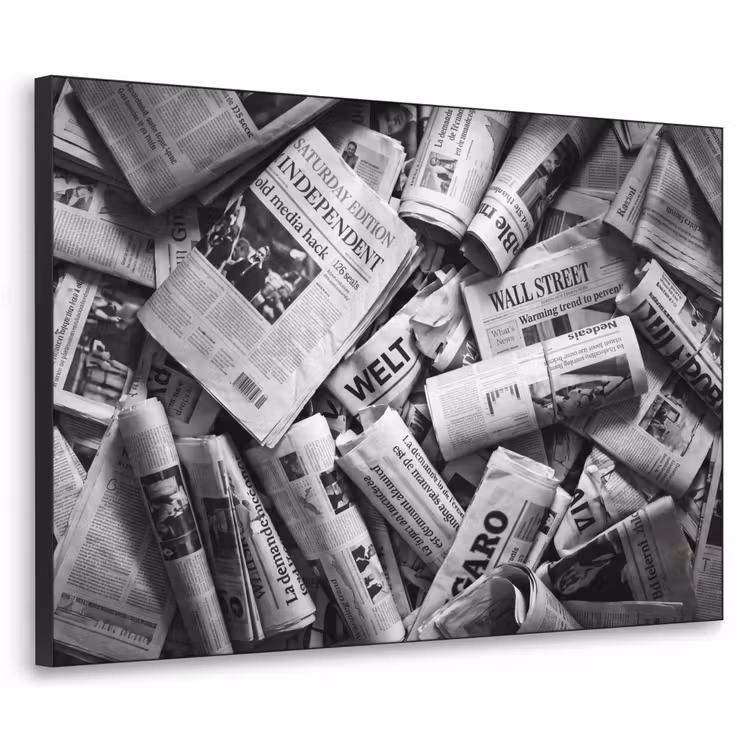 Art Frame - Krant - Stapel - Nieuws - Zwart-wit — 1