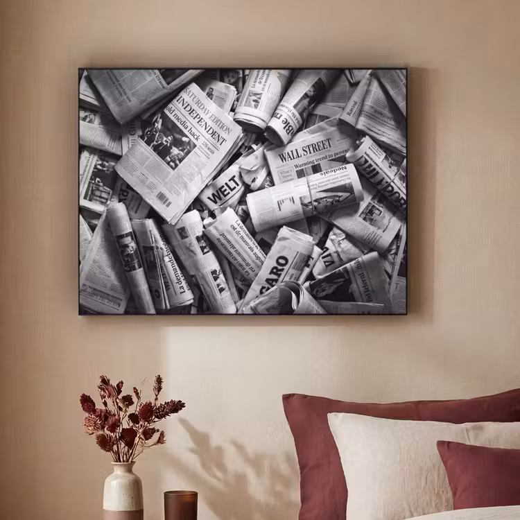 Art Frame - Krant - Stapel - Nieuws - Zwart-wit — 2